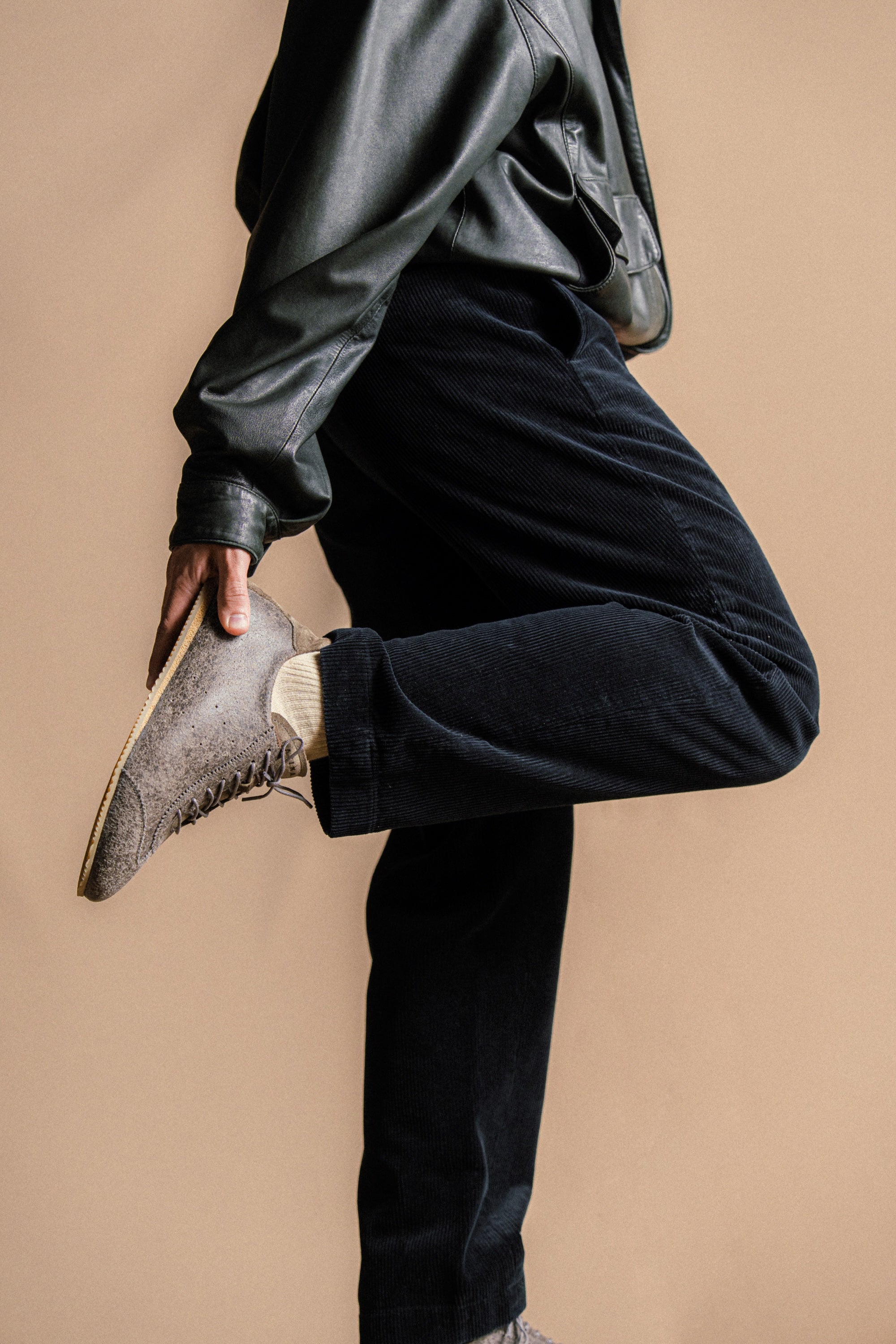 Dark Gray distressed leather